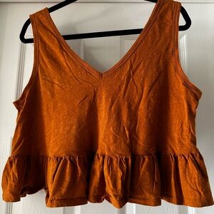 Wild Fable Burnt Rust Orange Ruffled Crop Tank Top